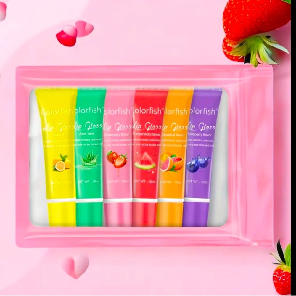6 pcs Moisturizing Fruit Lip Gloss Set
